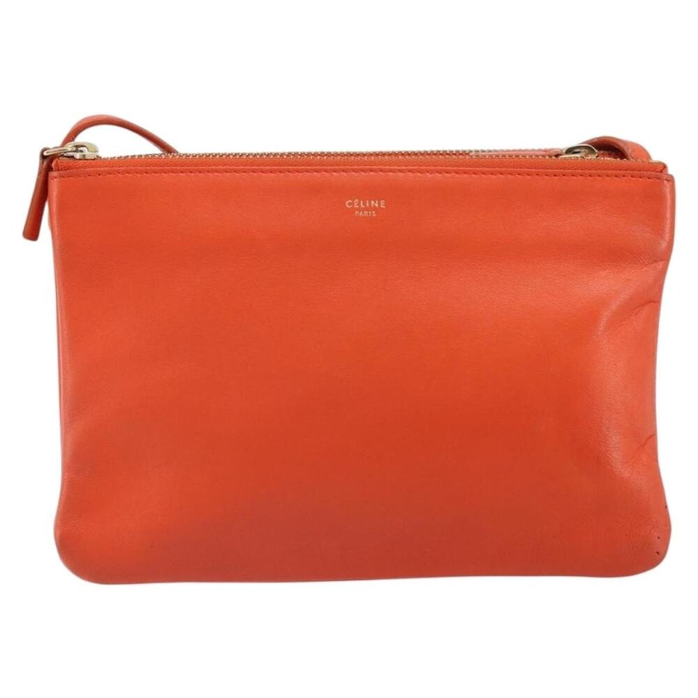 Celine Leather Shoulder Bag Orange